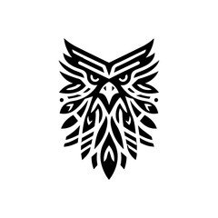 Obraz premium Flat tribal eagle head with pointed feather shapes