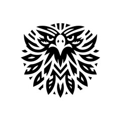 Flat tribal eagle head with pointed feather shapes