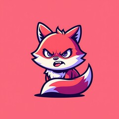 Enraged Cute Pixelated Fox Illustration on Pink Background
