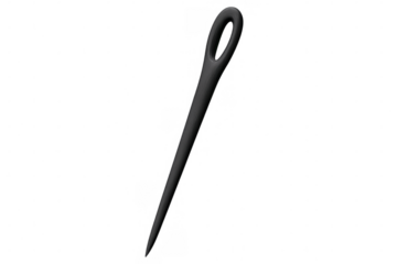 Large black needle pointing down on transparent background