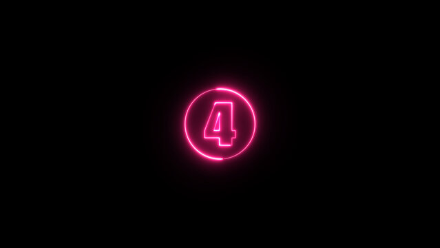 Neon number icon on the black background. Glowing mathematics number. neon number icon.