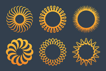 Minimalist sun logo design template. icon set Modern style sun logo