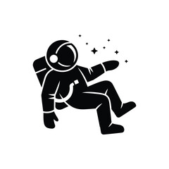 Astronaut floating in space silhouette isolated on white background