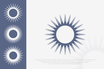 Sun icon set. Vector flat design. Collection of sun stars for use in as logo or weather icon .