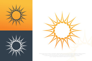 Sun icon set. Vector flat design. Collection of sun stars for use in as logo or weather icon .