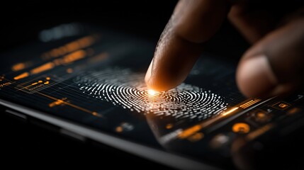 Fingerprint Biometric Scanning - Digital Security Technology on Smart Device