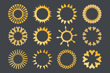 Sun simple icons collection. Vector illustration