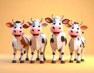 Obraz premium Cartoon cows in a row (1)