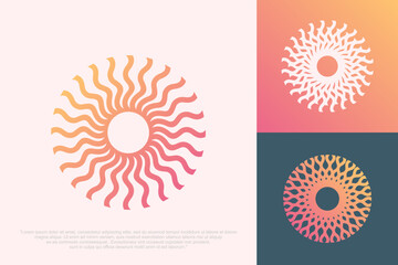 Creative sun logo design bundle . vector illustration