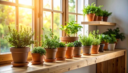 Bright summer flowers in pots decorate a windowsill, bringing nature's bloom into a cozy home