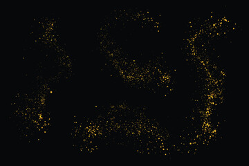 Obraz premium Vector illustration set of realistic gold glitter stardust splatter texture