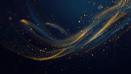 Obraz premium Abstract swirls of golden particles on dark background