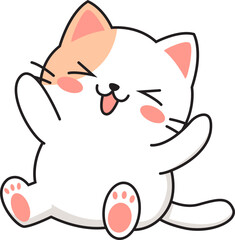 Cute Kawaii Orange Cat Vector Illustration
