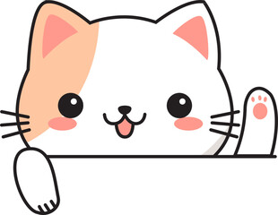 Cute Orange Cat peeking pose Vector Illustration