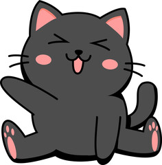 Cute Black Cat waving hand