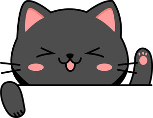 Cute Black Cat waving hand