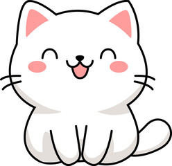 Sweet Chibi White Kitten Digital Drawing
