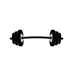 Black barbell silhouette isolated on white background