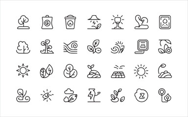 Organic, renewable, and eco-friendly resource icons for sustainable green living