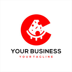 This logo combines the letter c and pizza, suitable for use in the food business.