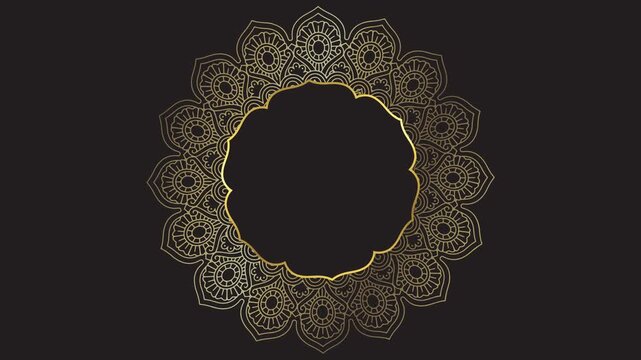 Islamic ornament black background video with arabic style and mandala flower circle animation for ramadan kareem, eid mubarak and islamic backgrounds.