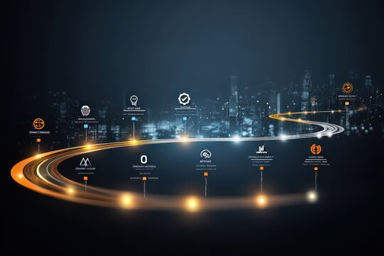 Comprehensive digital transformation roadmap featuring strategic phases and processes designed for systematic business innovation and growth in urban environments