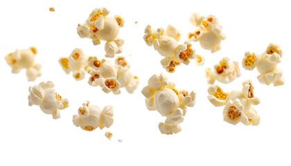 Realistic Floating Popcorn Isolated on transparent Background

