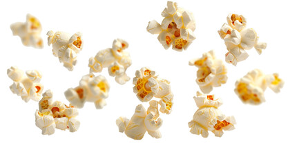 Realistic Floating Popcorn Isolated on transparent Background

