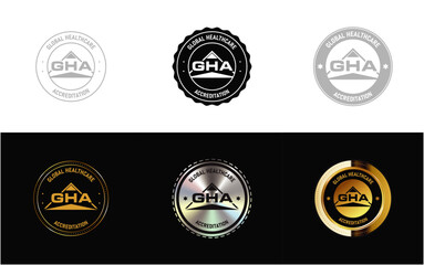 Global Healthcare Accreditation logo. Icon, Stamp, Badge, Seal and Symbol vector
