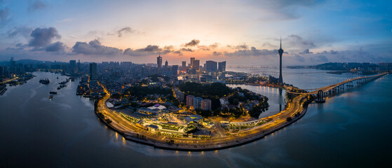 Naklejka premium Macau Cityscape at Dawn