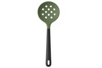 Green Slotted Spoon on Transparent Background