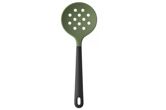 Green Slotted Spoon on Transparent Background