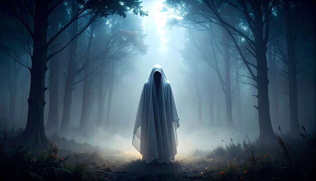 Man in the dark night sky with bright northern lights illuminating the space landscape