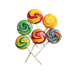 Colorful swirl lollipops clustered together