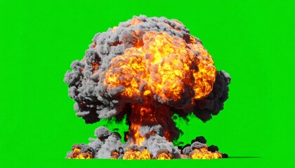Atomic explosion on green screen