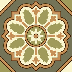 Italian ceramic tile pattern. Mediterranean porcelain pottery. Ethnic folk ornament.