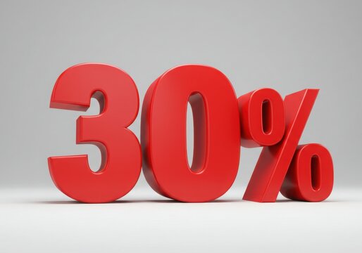 Bold red thirty percent discount symbol