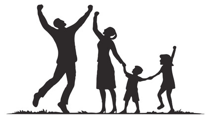 Joyful Family Silhouettes Jumping: An Icon of Happiness and Success