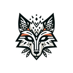 Obraz premium Flat tribal fox head mask with angular fur detail