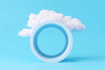 abstract minimal blue background with white clouds flying out the tunne,dream minimal blue background