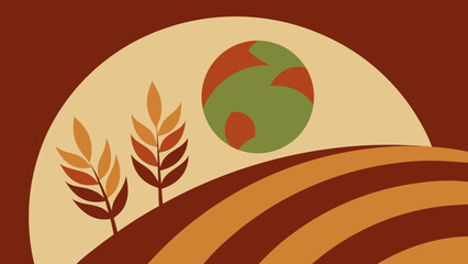 Abstract Rice Crop Circles on Earth Toned Canvas