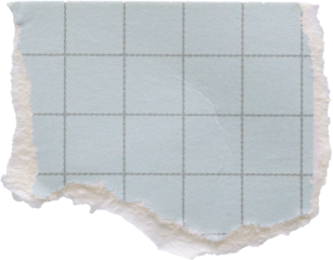 piece of blue graph cardboard paper tear isolated on white background
