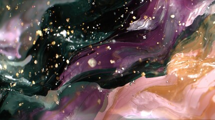 Mesmerizing Swirls of Fluid Art with Glittering Particles, a Captivating Display of Dynamic Motion and Ethereal Beauty, Perfect for Adding a Touch of Sophistication and Wonder to Any Creative Project
