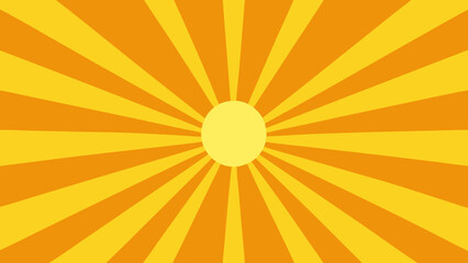 Obraz premium Warm Yellow Sunburst with Radial Lines and Retro Style