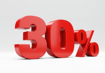Bold red 30 percent discount symbol