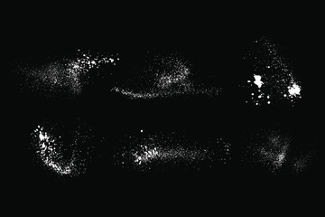 Falling snowflake grunge texture isolated background set