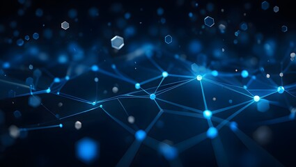 Digital Network with Floating Cubes and Connection Lines