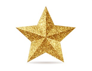 Fototapeta premium Gold glitter star, 3D effect, festive (1)