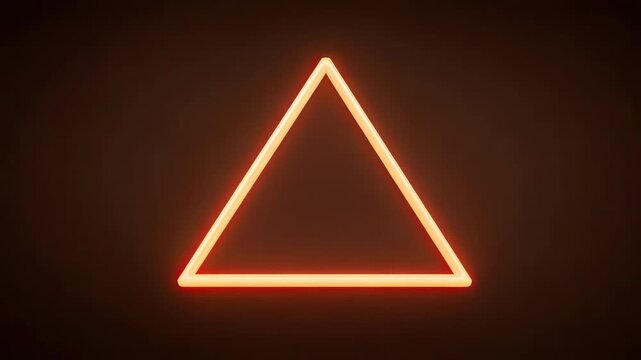 Glowing orange neon triangle shape on dark background with warm light