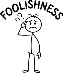 Foolishness stick figure drawing vector illustration concept of confusion and uncertainty art
